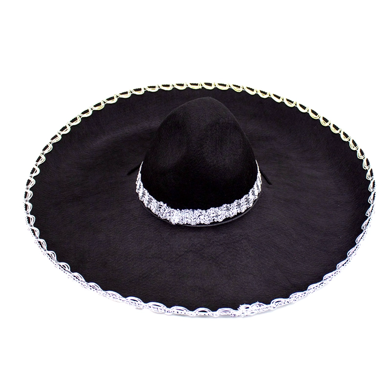 SOMBRERO MEXICANO NEGRO GRANDE X1 UNI - 1