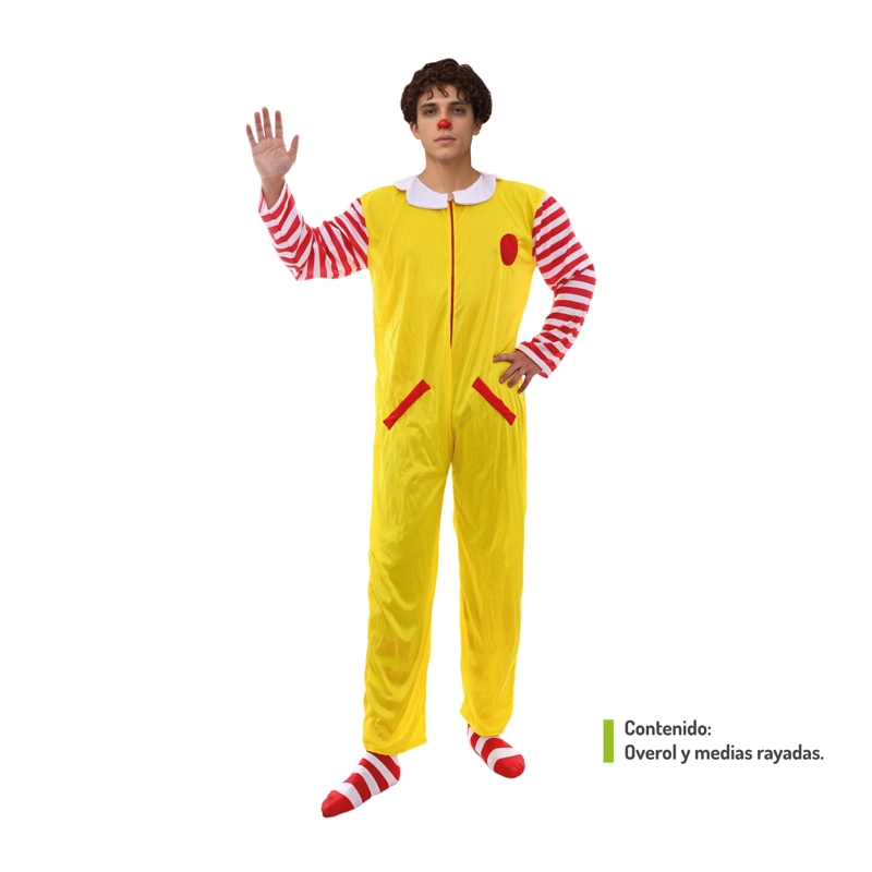 TRAJE PAYASO AMARILLO RALLAS L - 1