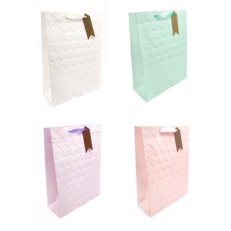 BOLSA DE REGALO CORAZON 3D PASTEL 30X40 X12 UNI - 1