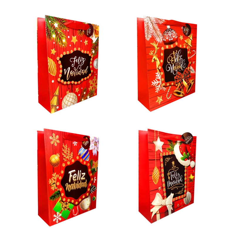 BOLSA DE REGALO FELIZ NAVIDAD CARTEL 30X40 X1UNI - 1