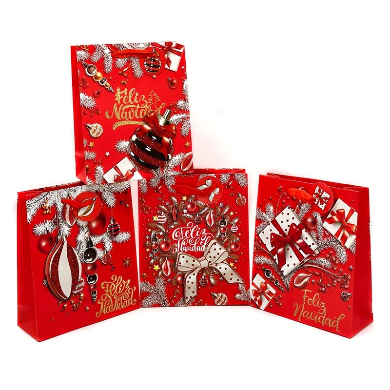 BOLSA DE REGALO FELIZ NAVIDAD ADORNOS 30X40 X12 UNI - 1