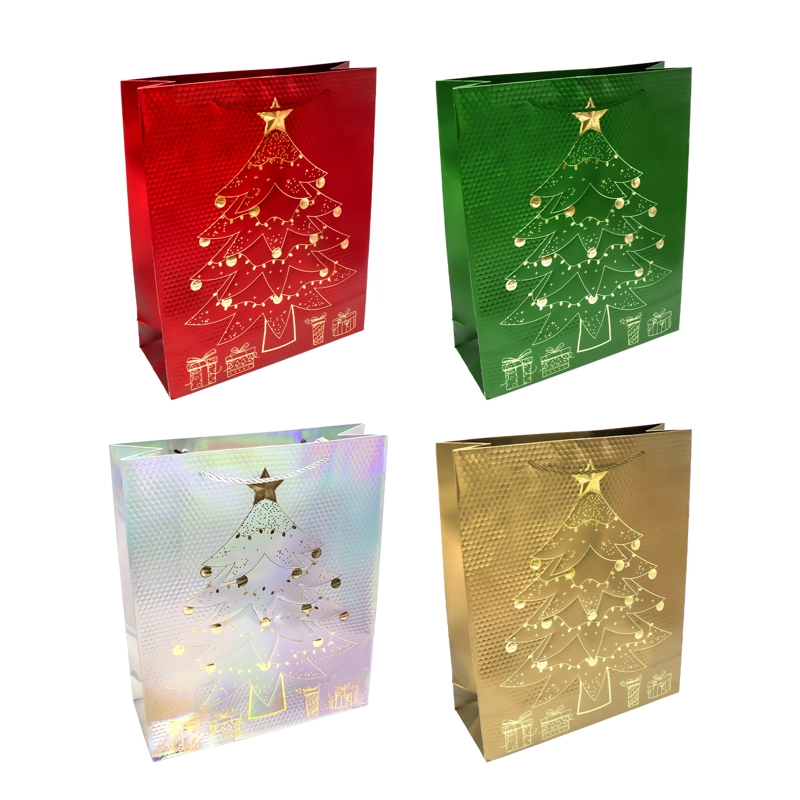 BOLSA DE REGALO NAVIDAD ARBOL METALLIC 30X40 X12UNI - 1
