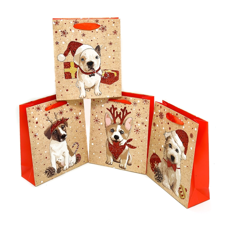 BOLSA DE REGALO NAVIDAD PERRITOS 18X23 X12 UNI - 1