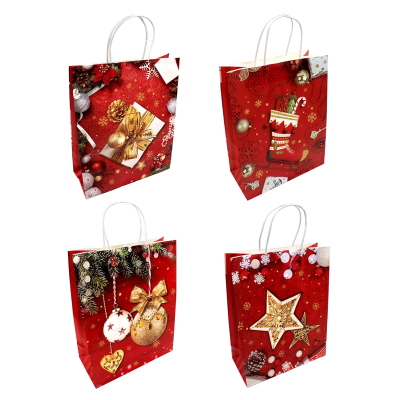 BOLSA DE REGALO PAPEL NAVIDAD 26X32X12 X12UNI - 1