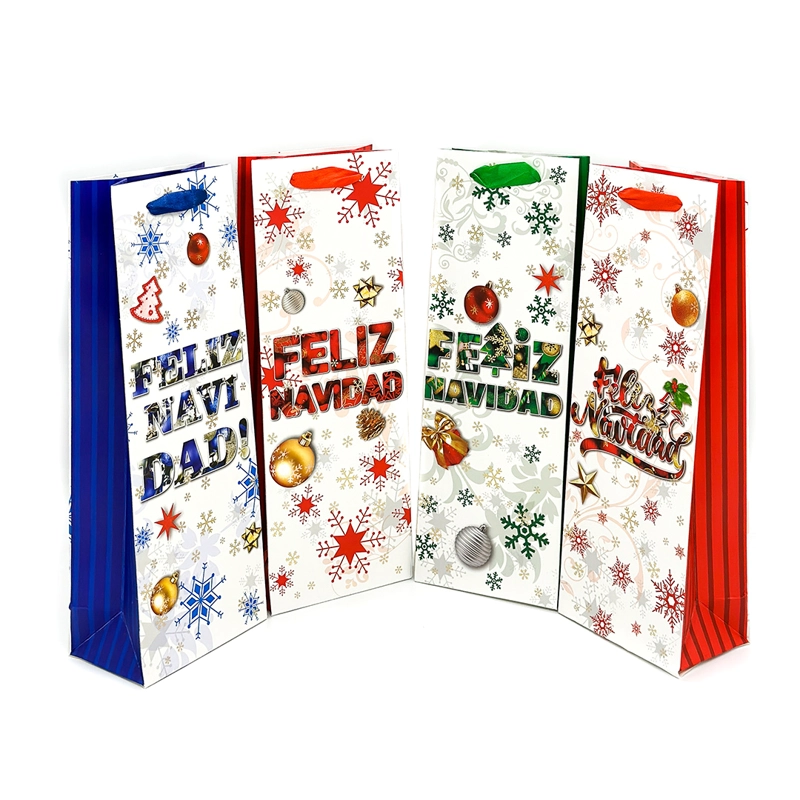 BOLSA DE REGALO VINO FELIZ NAVIDAD 12X36 X12 UNI - 1