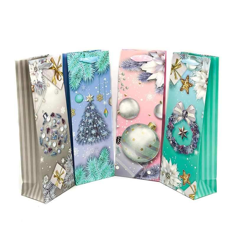 BOLSA DE REGALO VINO NAVIDAD FROST 12X32 X12 UNI - 1