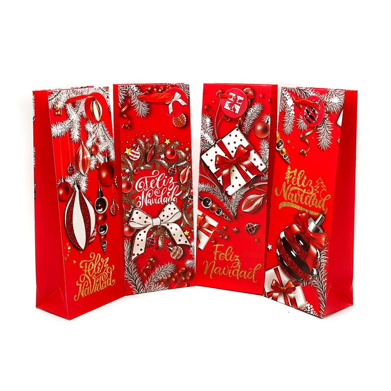 BOLSA DE REGALO VINO FELIZ NAVIDAD ADORNOS 12X36 X12 UNI - 1