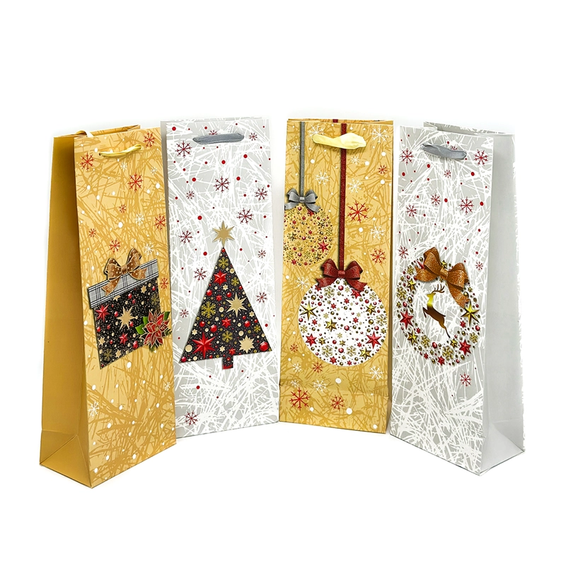 BOLSA DE REGALO VINO NAVIDAD GOLDEN 12X36 X12 UNI - 1