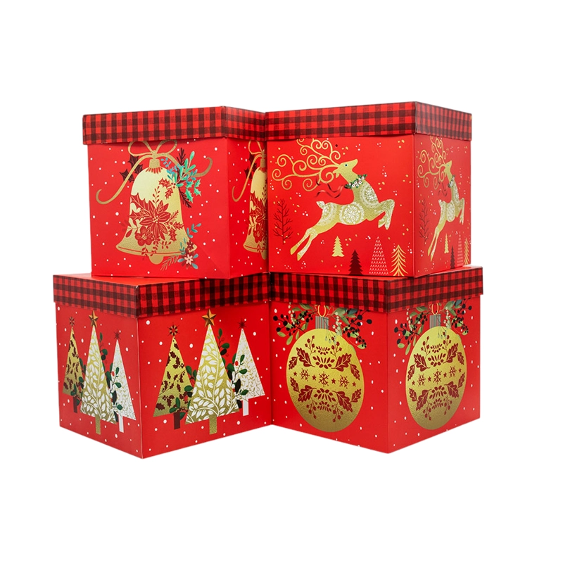 CAJA PLEGABLE GRANDE NAVIDAD CLASSIC 22X22CM X12 UNI - 1