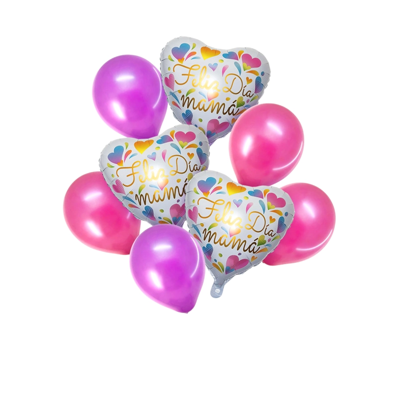 SET GLOBO METALICO FLIZ DIA MAMA HEARTS X1 SET - 1