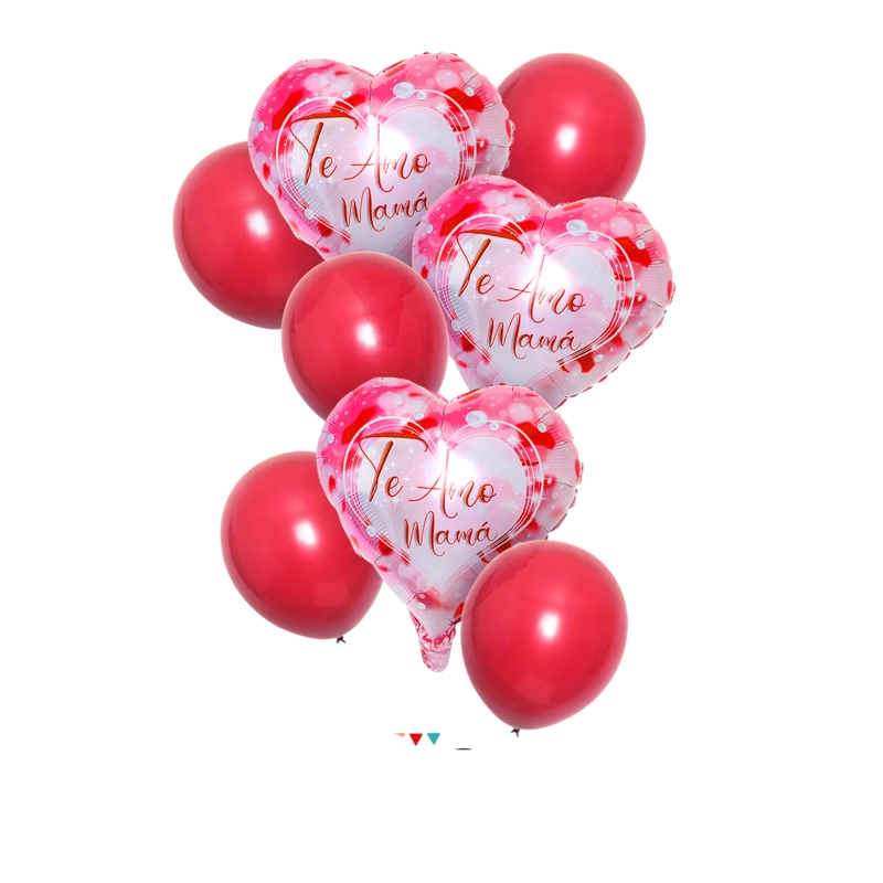 SET GLOBO METALICO TE AMO MAMA ROJO X1 SET - 1
