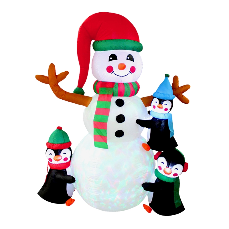 DECO MUÑECO NIEVE + PINGUINO INFLABLE LED 180CM - 1
