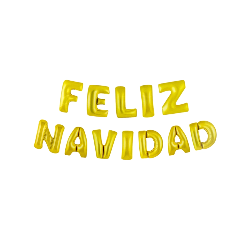 GLOBO METALICO 16 FELIZ NAVIDAD DORADO X1 SET - 1