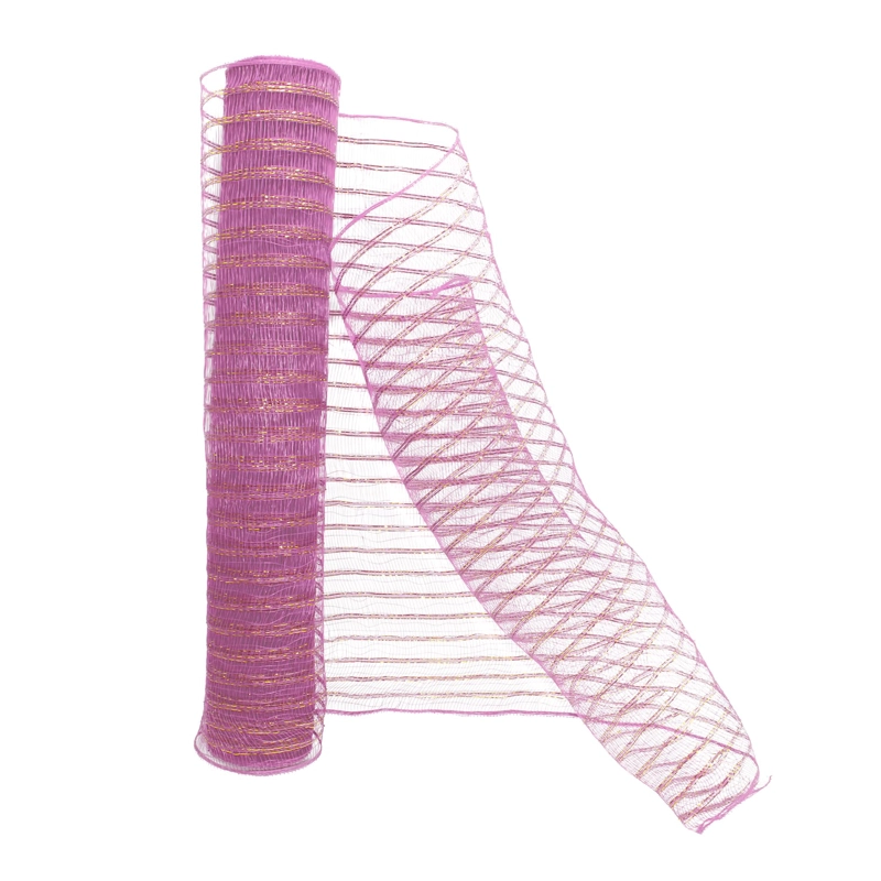 ROLLO 53CMX9M MALLA BOUQUET PP ROSADO/DORADO X1UNI - 1
