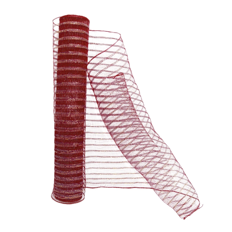 ROLLO 53CMX9M MALLA BOUQUET PP ROJO/DORADO X1UNI - 1