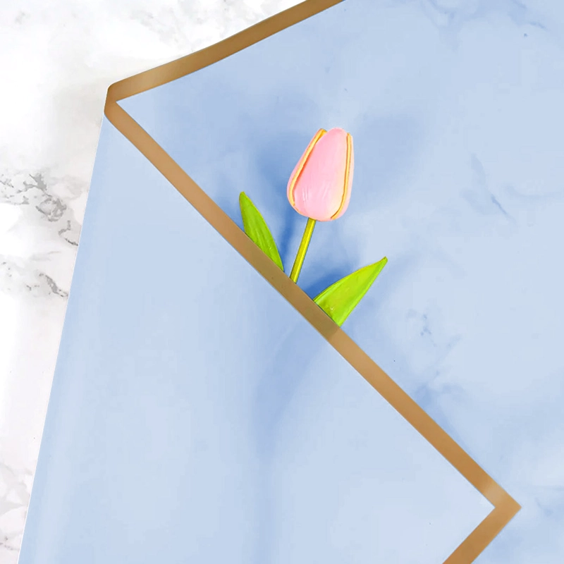 PAPEL COREANO 57X57 5.3C CELESTE/DORADO X20 UNI - 1