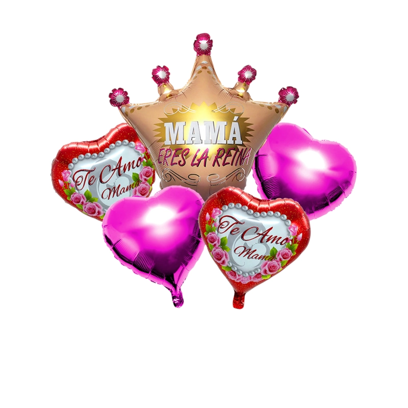 SET GLOBO METALICO CORONA TE AMO MAMA X1 SET - 1