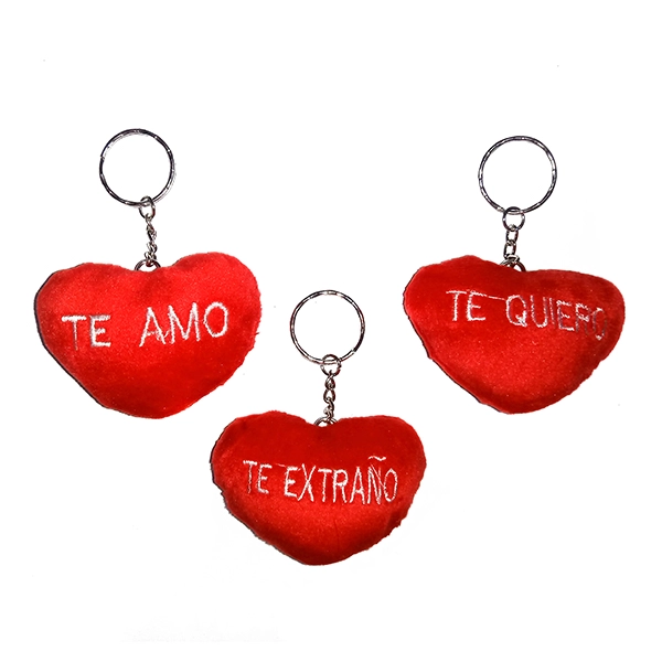 LLAVERO CORAZON TERCIOPELO 6CM X12 UNI - 1