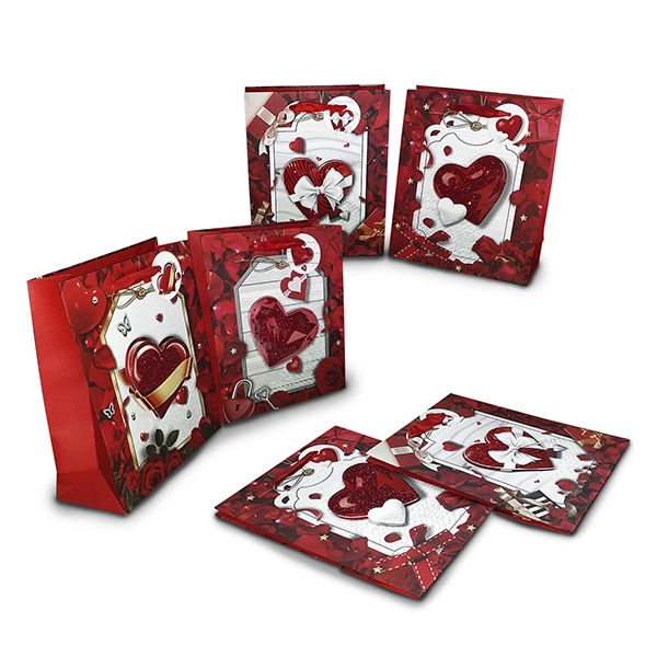 BOLSA DE REGALO CORAZON 3D 19X23 CM X12 UNI - 1