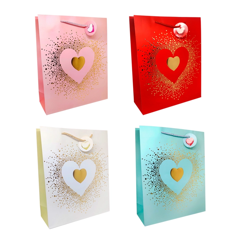 BOLSA DE REGALO CORAZON METALLIC 30X40 X12UNI - 1