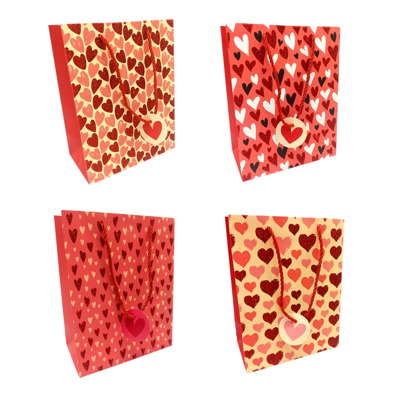 BOLSA DE REGALO CORAZONES GLITTER 30X40 X1UNI - 1