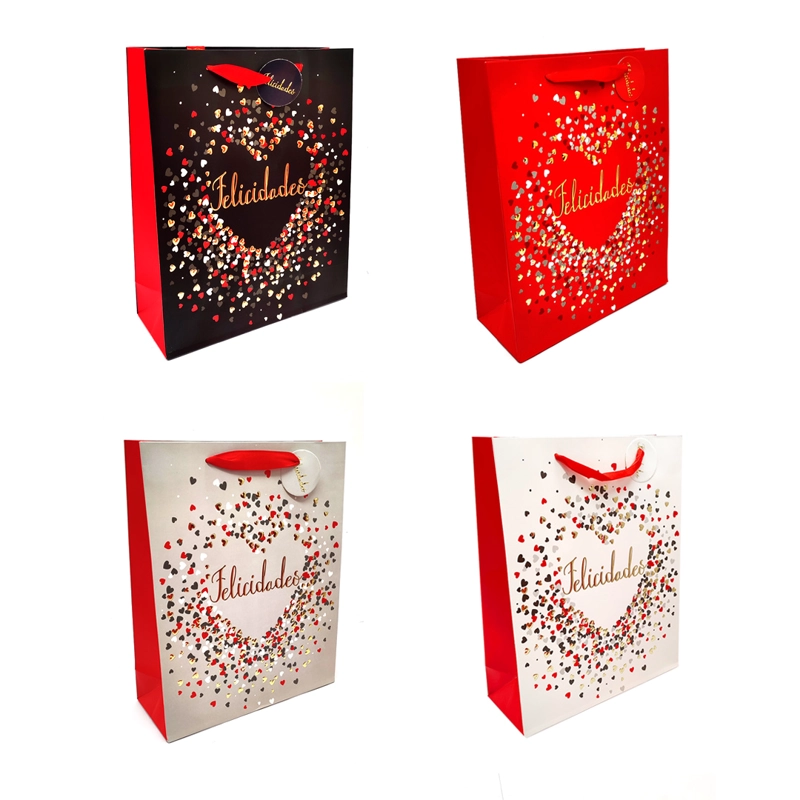 BOLSA DE REGALO FELICIDADES CORAZON 30X40 X12 UNI - 1