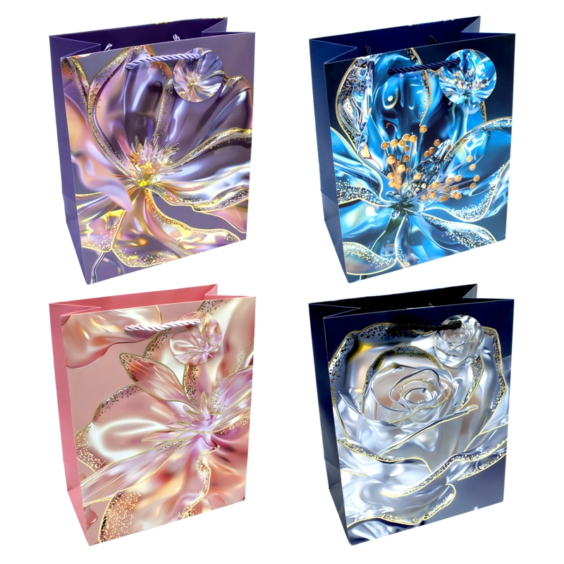 BOLSA DE REGALO FLORES MARMOLEADO 30X40 X1UNI - 1