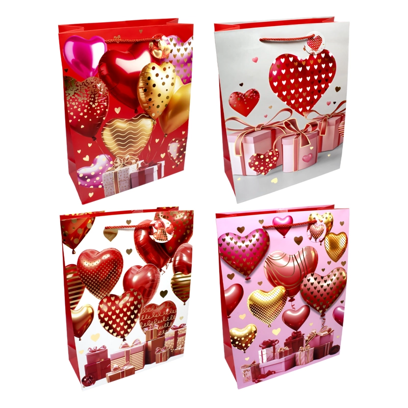 BOLSA DE REGALO GLOBOS CORAZON 18X23 X12UNI - 1