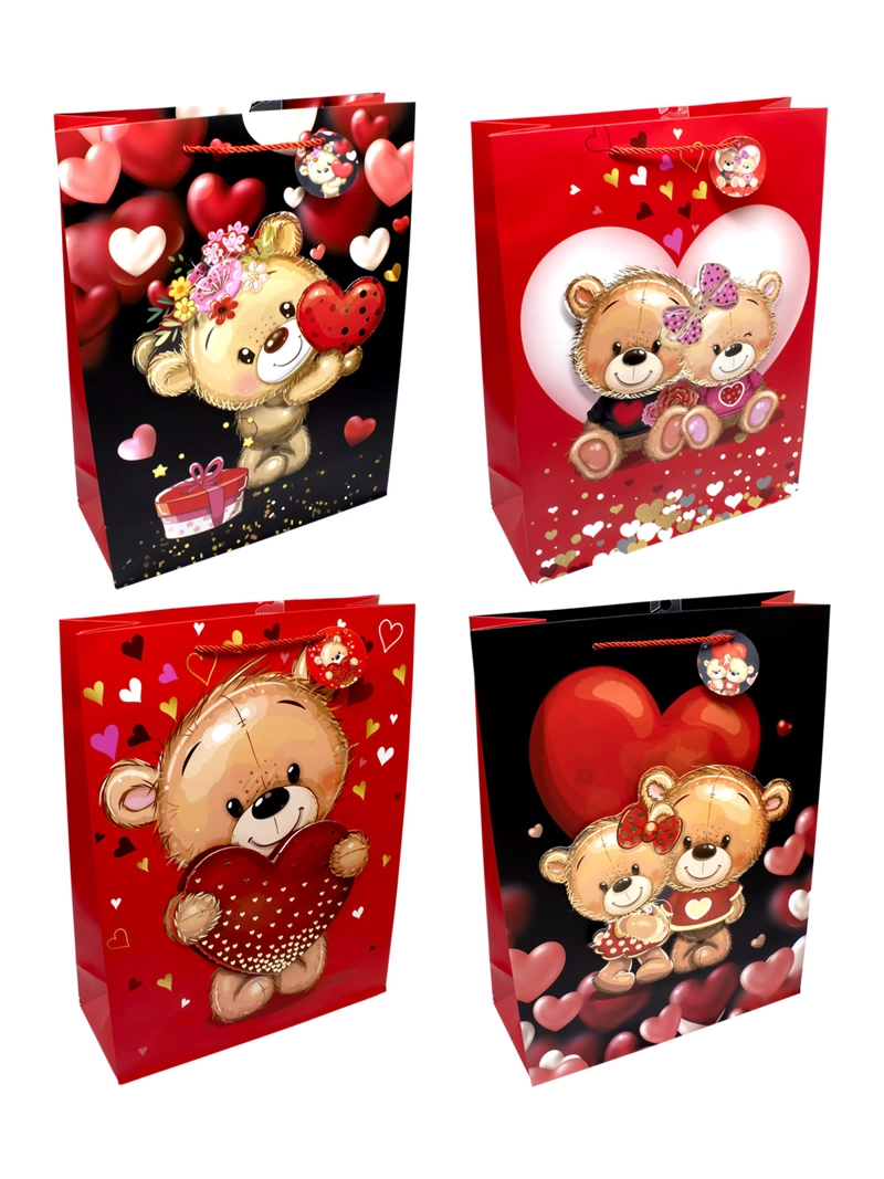 BOLSA DE REGALO OSITOS CORAZON 18X23 X12UNI - 1