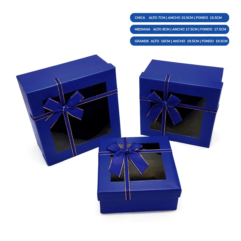 CAJA CUADRADA TRIPLE VENTANA AZUL X1 UNI - 1