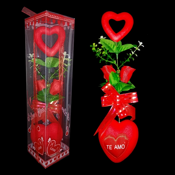 CAJA LARGA 2 CORAZON 2 ROSA SAN VALENTIN X1 UNI - 1
