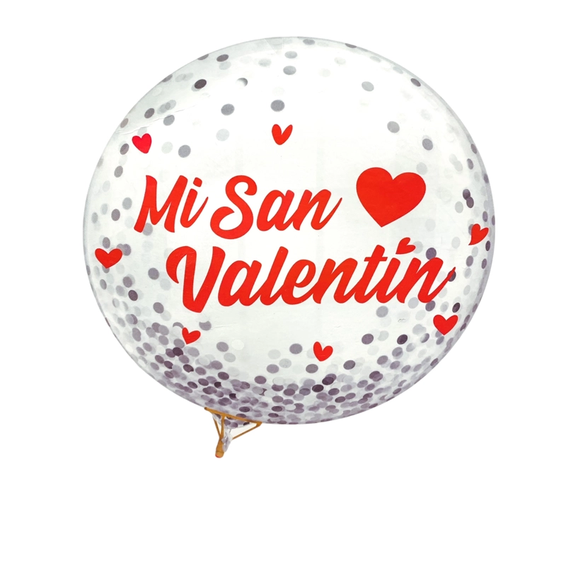 GLOBO BURBUJA CONFETTI MI SAN VALENTIN X1 UNI - 1