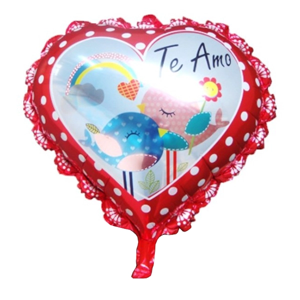 GLOBO METALICO 23' CORAZON TE AMO PAJARITOS X1 UNI - 1