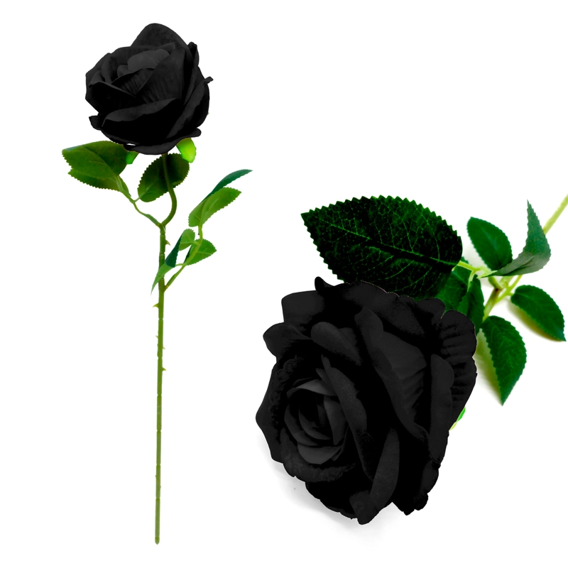 ROSA ARTIFICIAL 50CM NEGRO X1UNI - 1