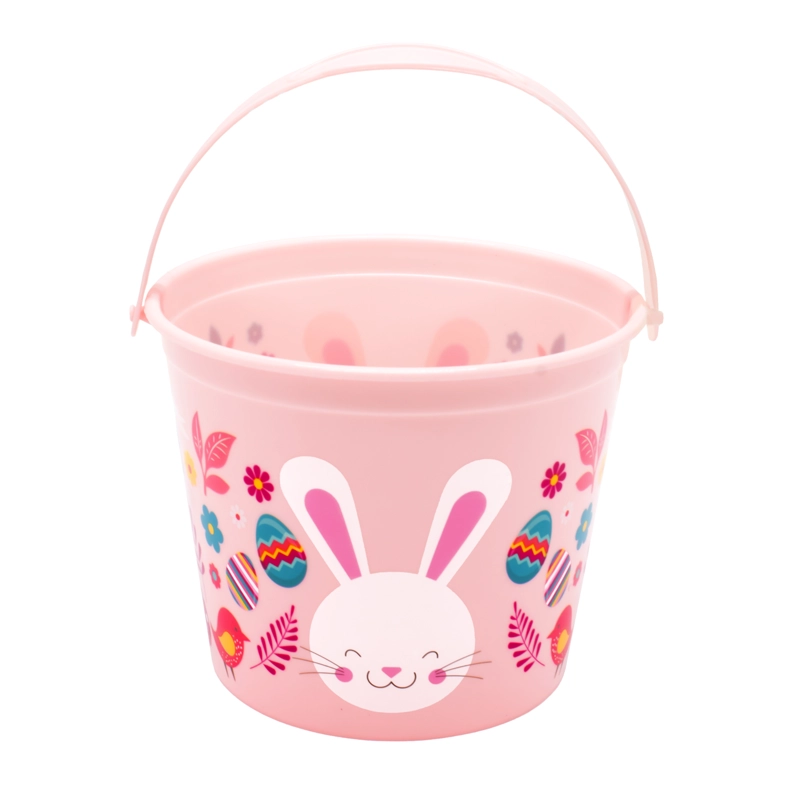 CANASTO PLASTICO 11.5X14.5CM PASCUA PASTEL ROSADO X1UNI - 1