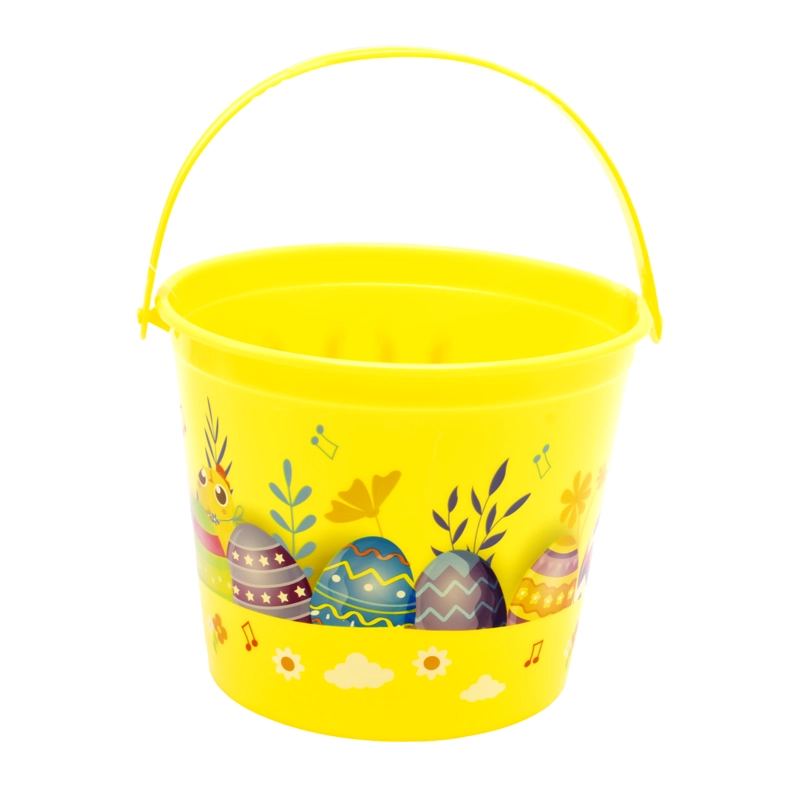 CANASTO PLASTICO 11.5X14.5CM PASCUA PASTEL AMARILLO X1UNI - 1