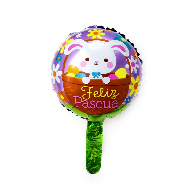 GLOBO METALICO 10 FELIZ PASCUA CONEJO FLOREADO X50 UNI - 1
