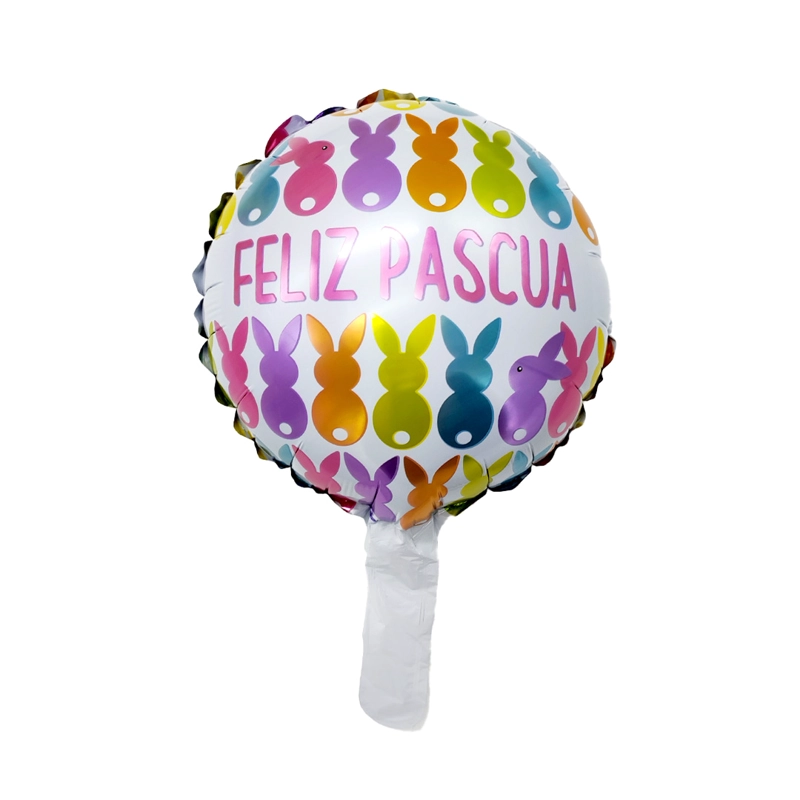 GLOBO METALICO 10 FELIZ PASCUA CONEJITOS X50 UNI - 1
