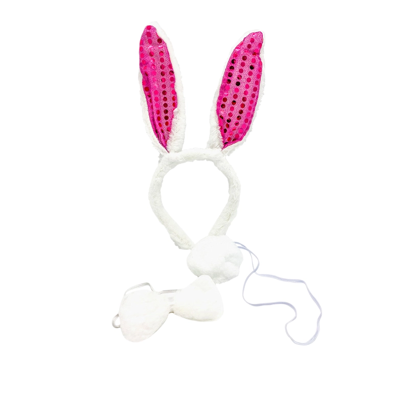 SET ANIMAL 3 PIEZAS CINTILLO CONEJO LENTEJUELA FUCSIA X1 UNI - 1