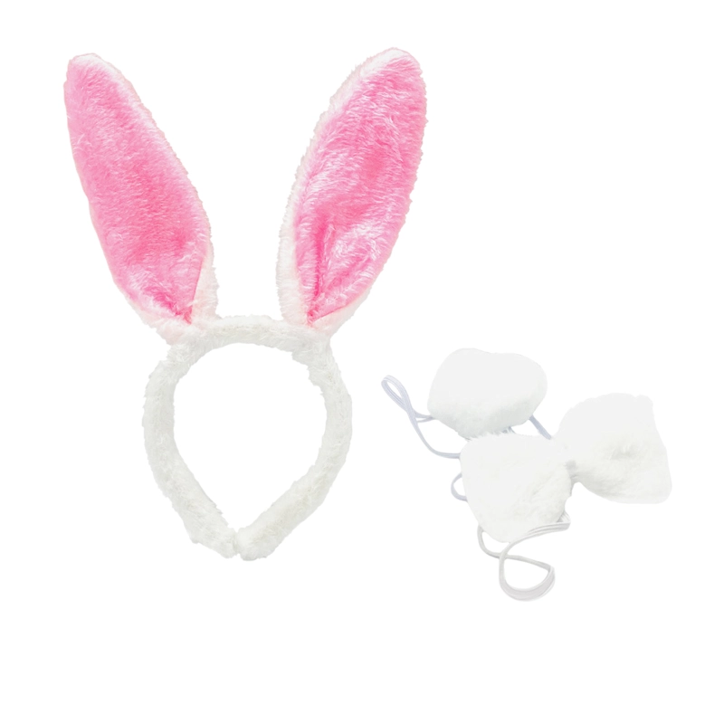 SET ANIMAL 3 PIEZAS CINTILLO CONEJO ROSADO X1 UNI - 1