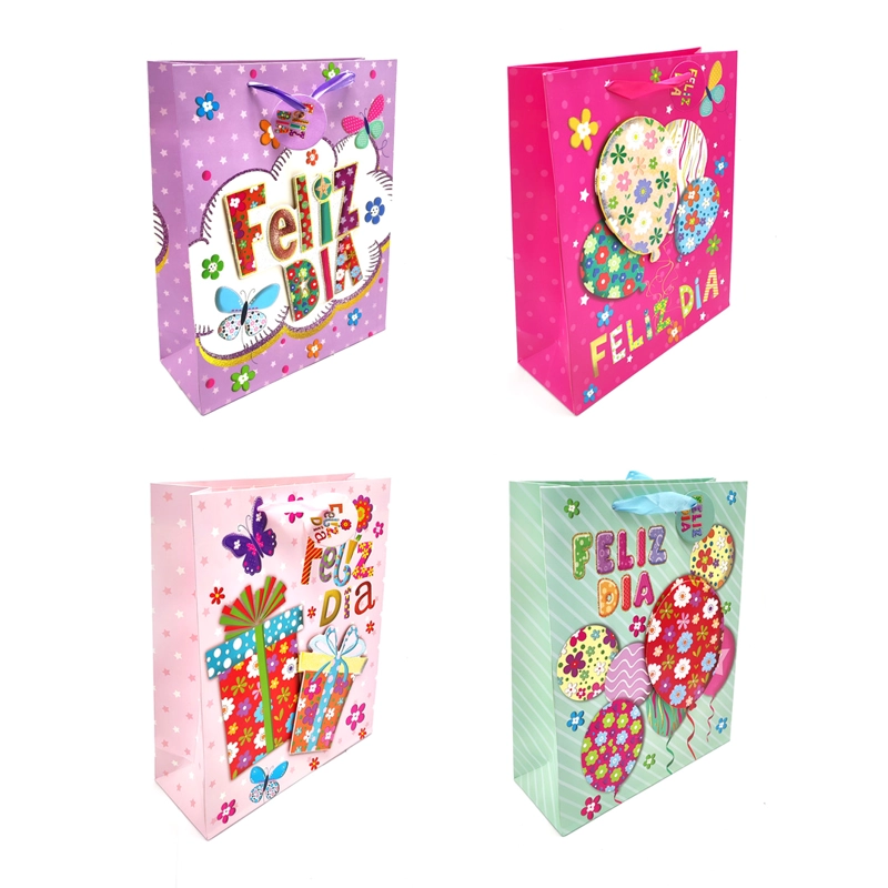 BOLSA DE REGALO FELIZ DIA FLOR 18X23 X12 UNI - 1