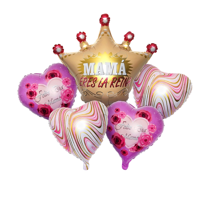 SET GLOBO METALICO CORONA MAMA X1 SET - 1