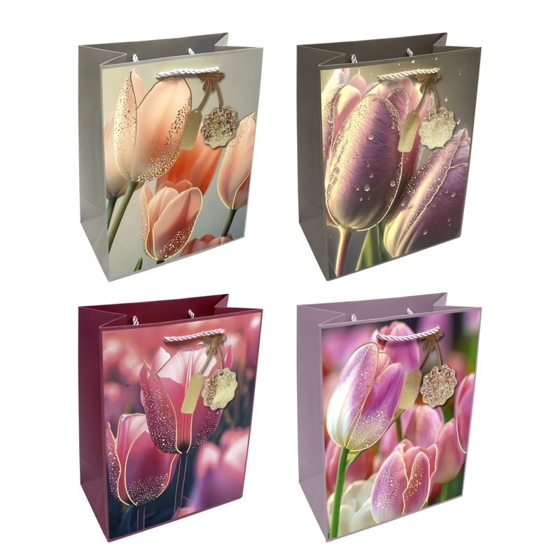 BOLSA DE REGALO TULIPANES 26X32 X12UNI - 1