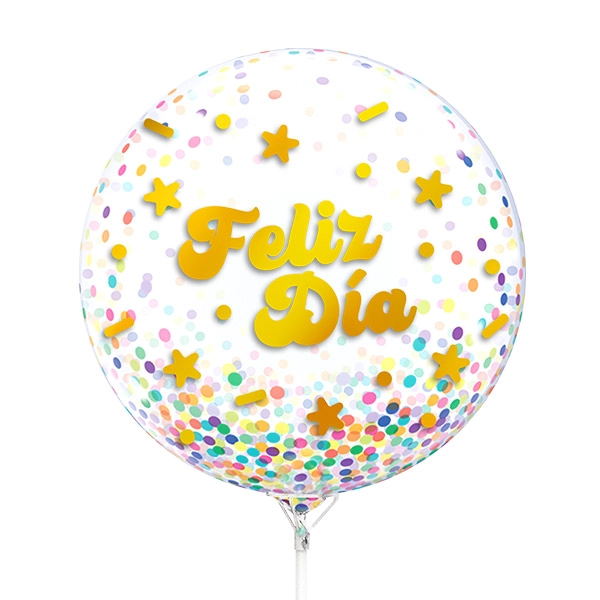GLOBO BURBUJA CONFETTI FELIZ DIA X1 UNI - 1