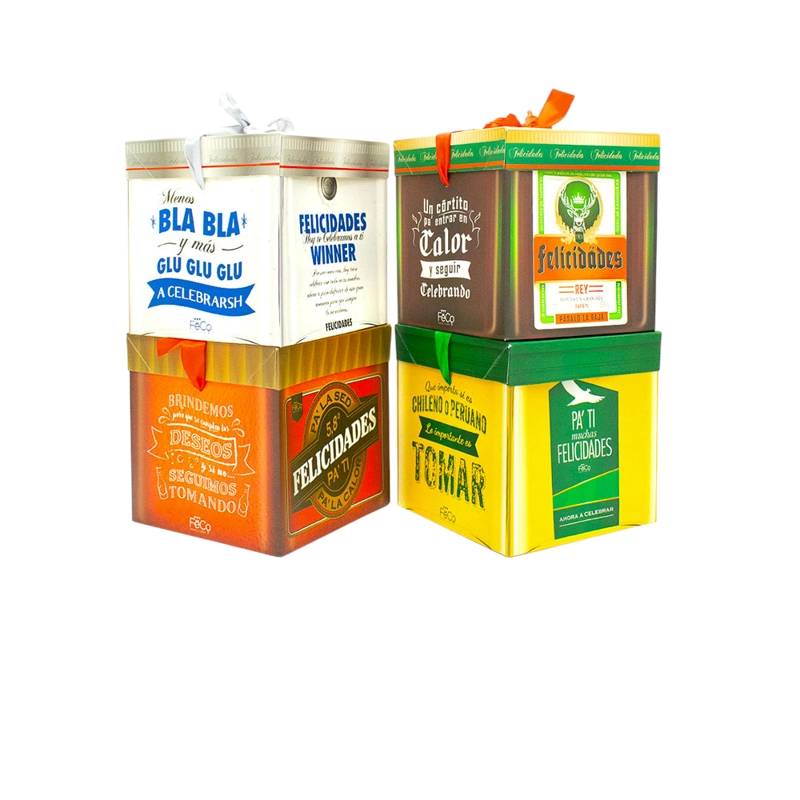 CAJA PLEGABLE MEDIANA FELICIDADES COPETE 15X15 X12 UNI - 1