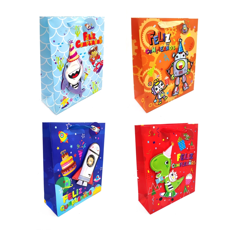 BOLSA DE REGALO FELIZ CUMPLEA NINOS 18X23 X12 UNI - 1