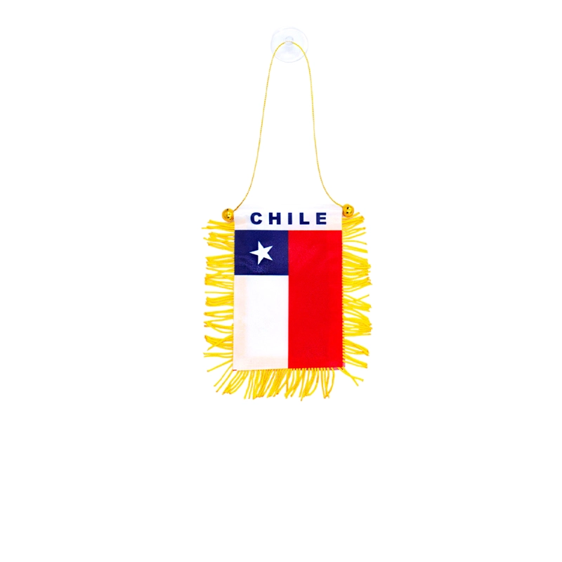 BANDERA COLGANTE CHILE FLECOS DORADOS 8X12 CM X12 UNI - 1