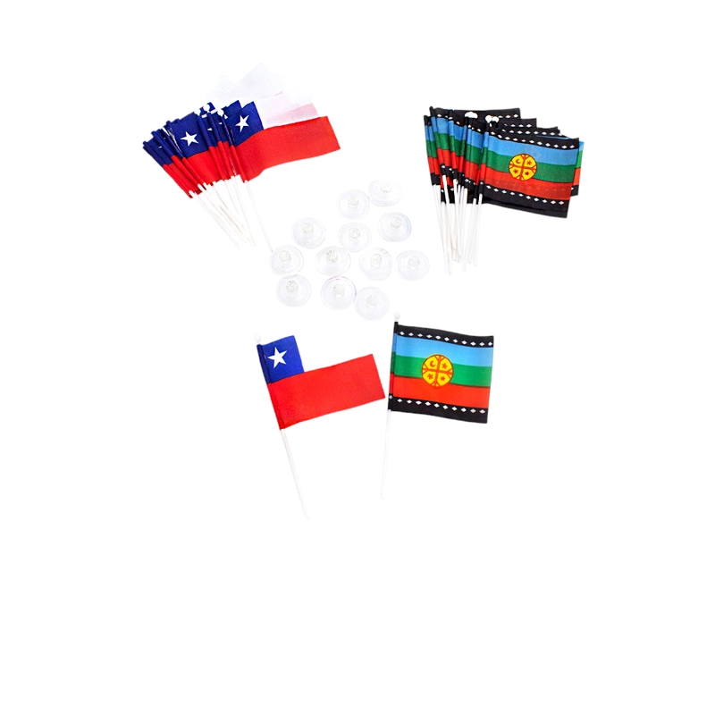 BANDERA CHUPETE CHILE/MAPUCHE 6X9 CM X12 UNI - 1