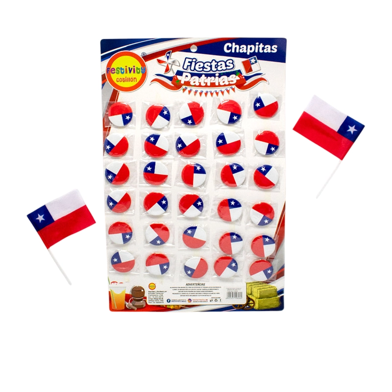 CHAPITAS CHILE 3.8CM X30 PCS X1 UNI - 1