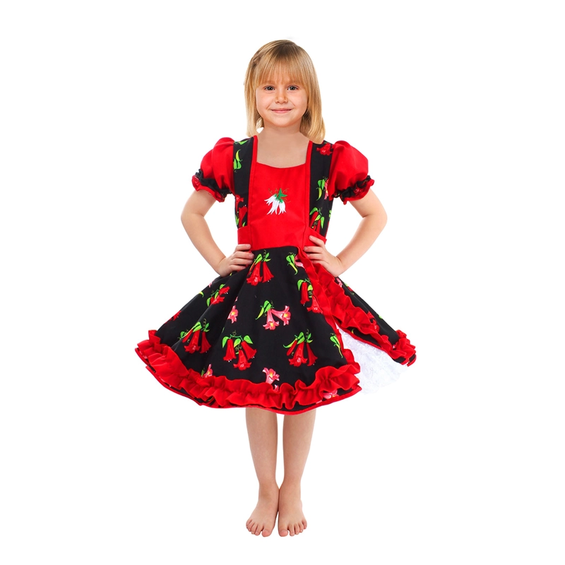 VESTIDO HUASA CHINITA COPIHUE ROJO/NEGRO 5-6 - 1